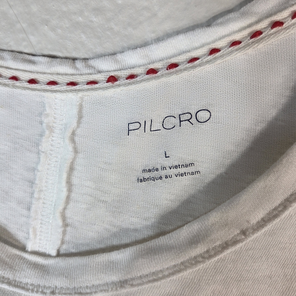 Pilcro Oversized Linen Lightweight Cap Muscle Tee Causal Sz L White Assimetrical - Picture 9 of 15